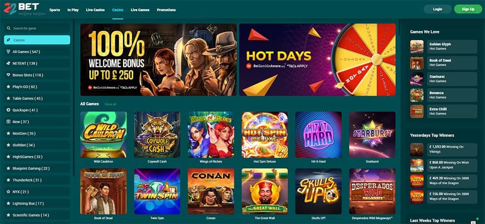 22bet casino web