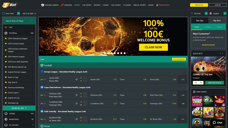 Website of bookmaker 1Bet