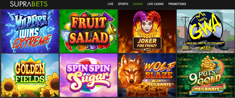 Preview of popular games at SUPRABETS casino
