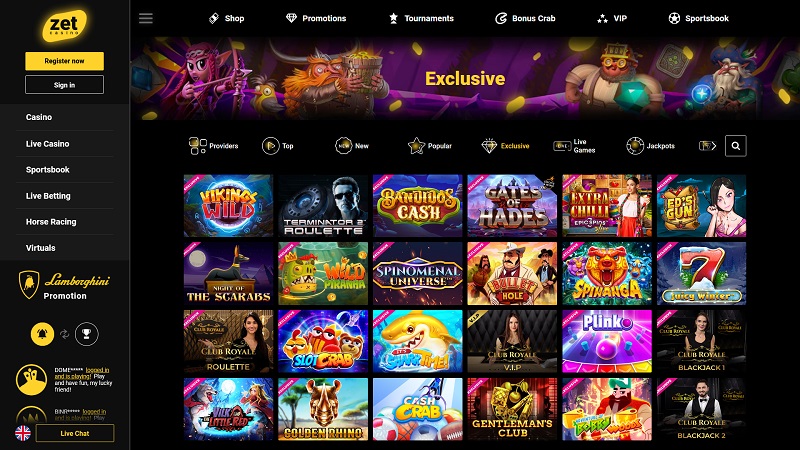 Zet Casino game offering