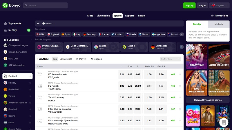 Bongo bookmaker environment
