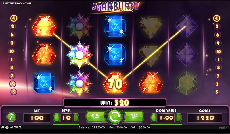 Winning on the Starburst slot machine