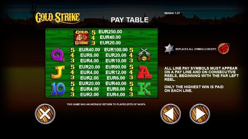 Gold Strike náhled hry