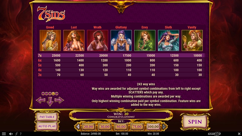 7 Sins náhled automatu