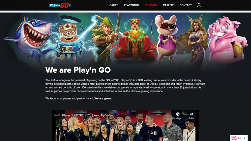 Website of the game developer Play'n GO