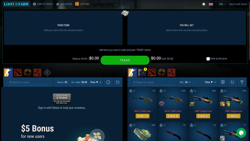 Online marketplace for skins LOOT.Farm