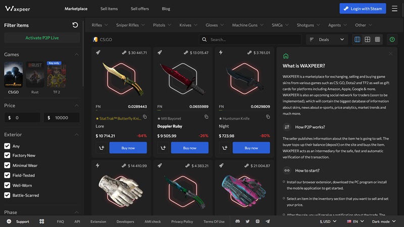 Waxpeer marketplace