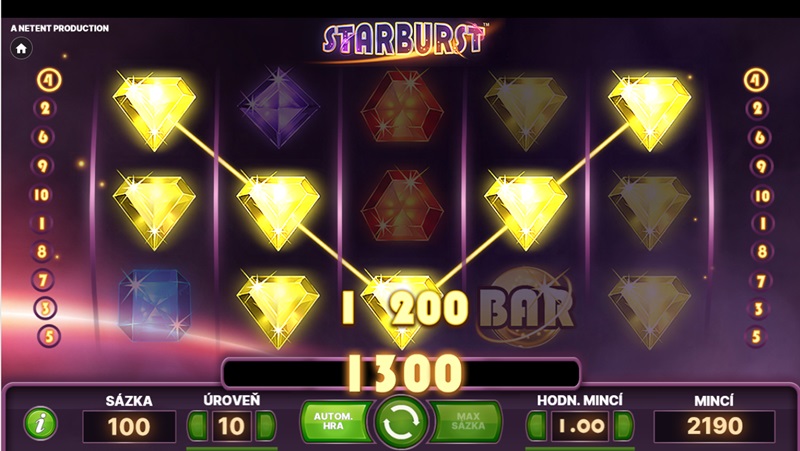 Popular five-reel slot machine Starburst