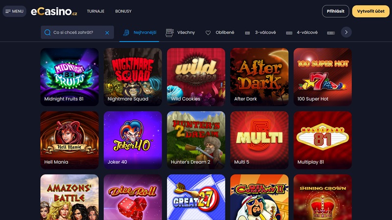 Slot machines in eCasino.cz