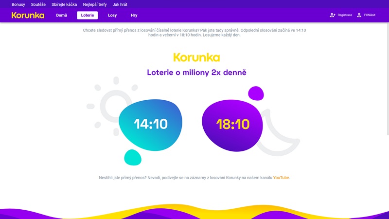 Korunka lottery draw times – win twice a day