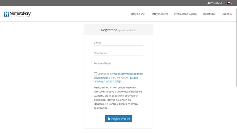 NeteraPay registration form