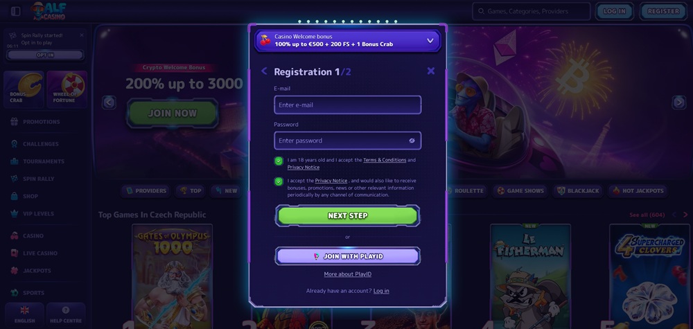 AlfCasino registrace úvod en