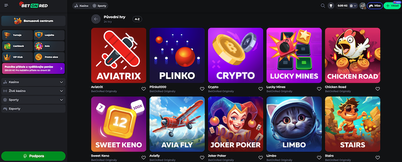 Original games at BetOnRed online casino