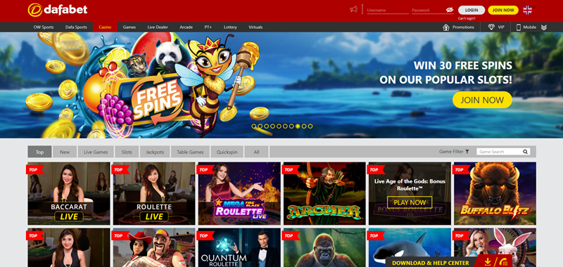 Dafabet casino úvodní strana