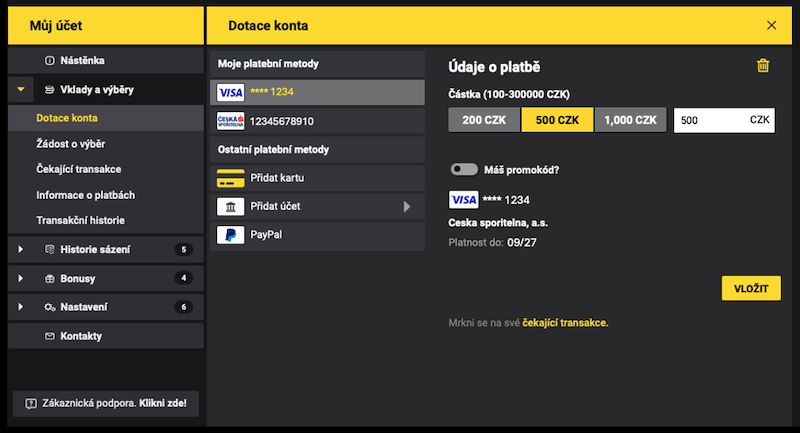Fortuna offers several payment methods for deposits