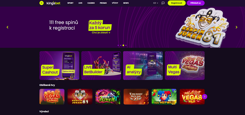 Kingsbet casino úvodní strana