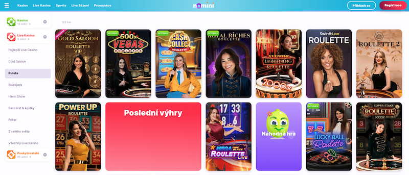 In the Nomini online casino, you will find many variants of the popular roulette