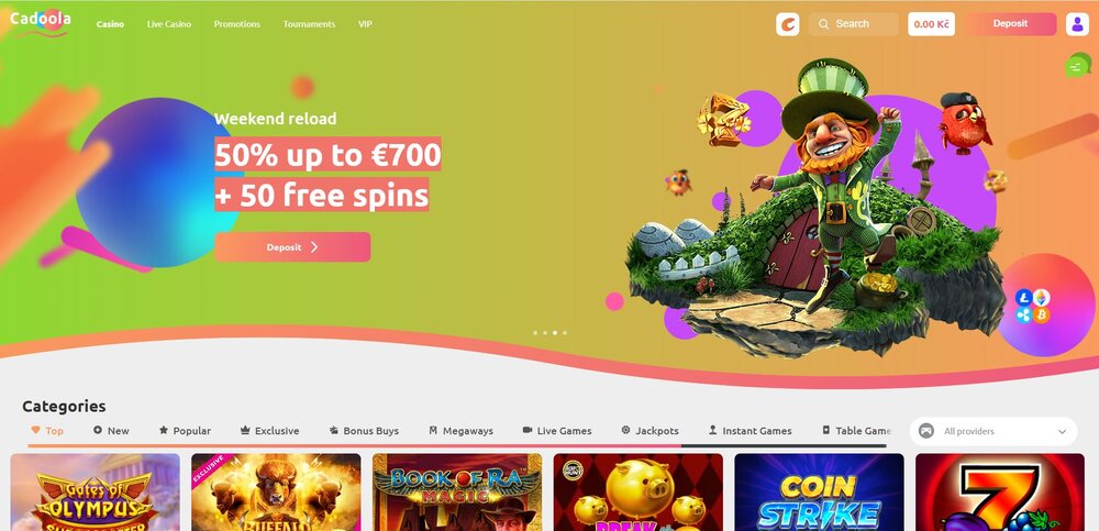 cadoola casino interface