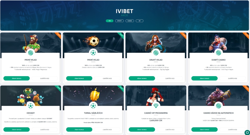 Preview of bonuses and promotions in the Ivibet online casino and sportsbook