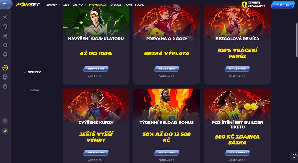 Powbet bonuses