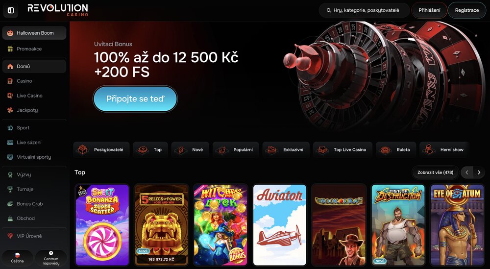 Revolution Casino homepage