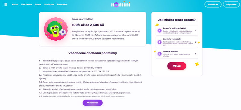 Nomini casino first deposit bonus intro