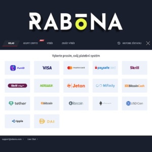 Rabona money deposit and withdrawal
