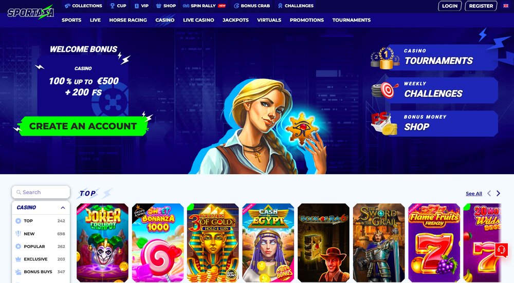 Sportaza casino homepage