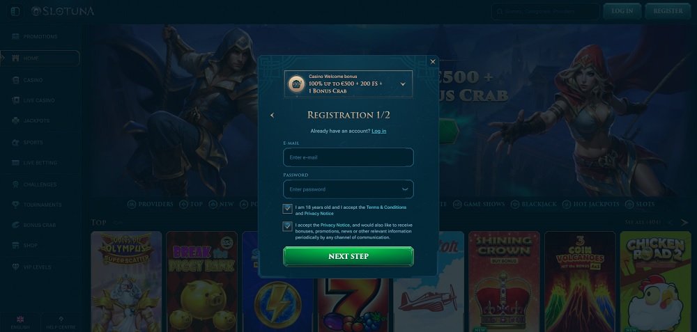 Slotuna registration