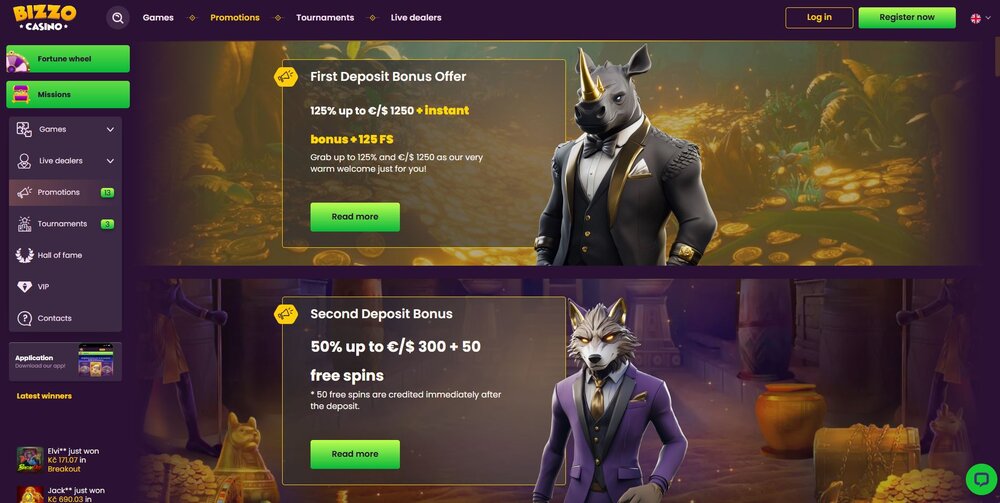bizzo casino bonuses