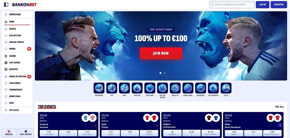 bankonbet sportsbook homepage