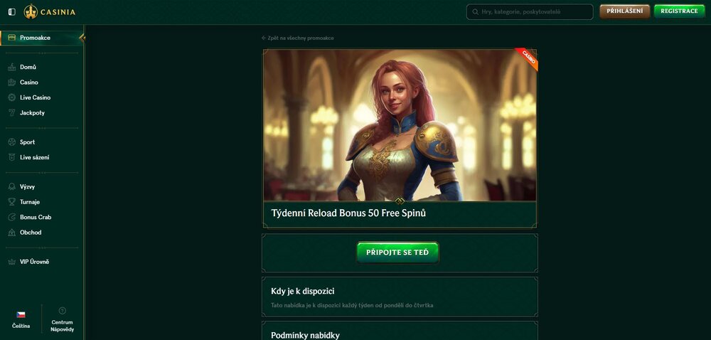 Casinia free spins