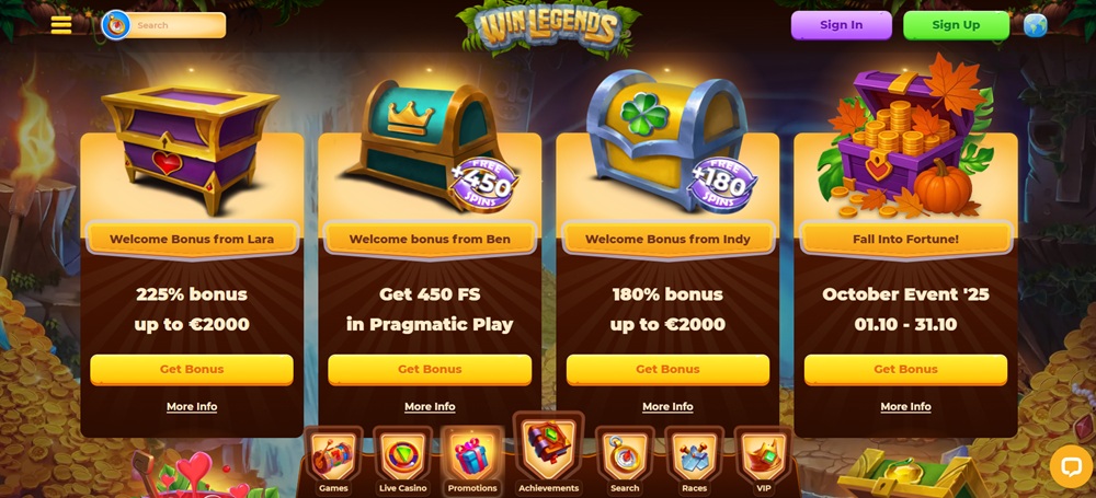 WinLegends bonuses