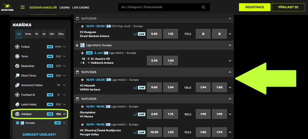 Betting on volleyball