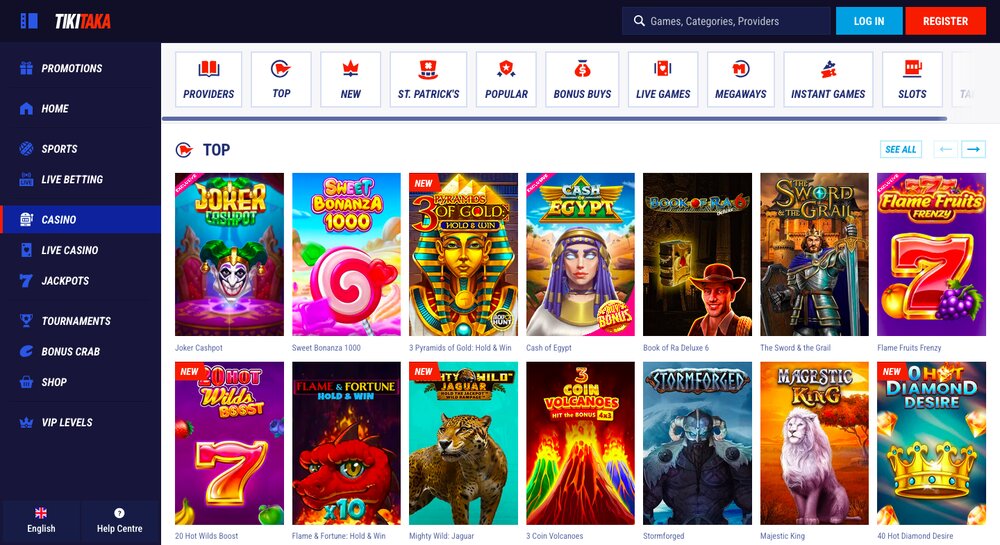 TikiTaka casino homepage