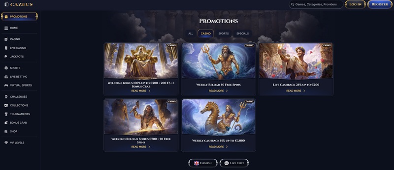 Cazeus bonuses