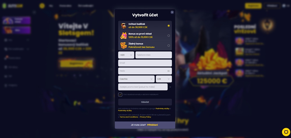 Field for entering promo code