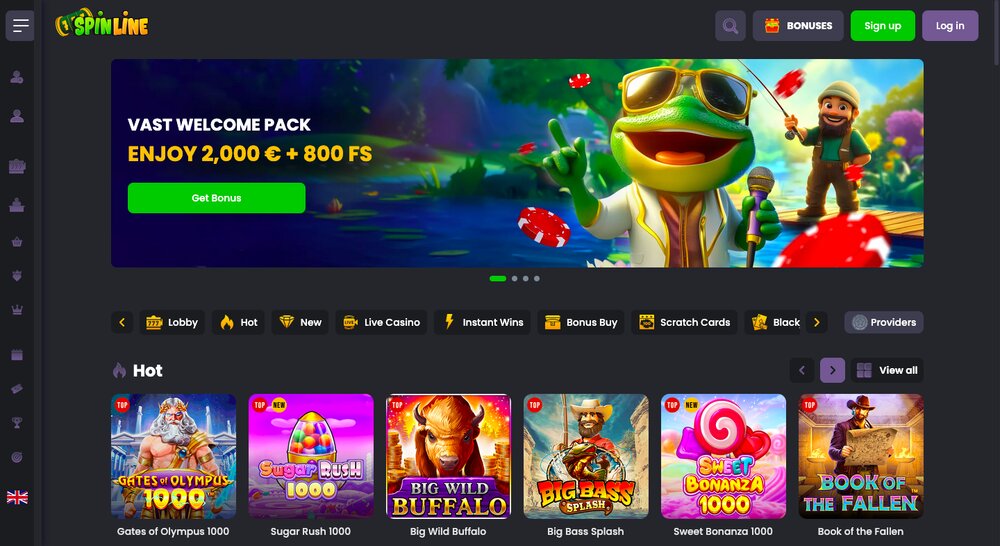 Welcome bonus and slot machines (slots) at Spinline casino