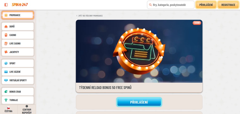 Weekly reload bonus at the Spin247 casino