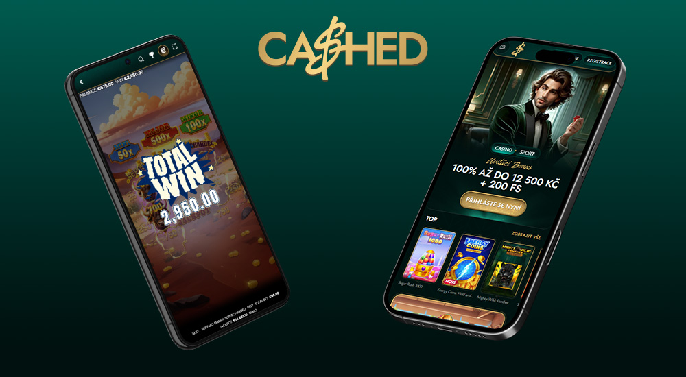 Preview of the responsive interface of the Cashed online casino and sportsbook on a mobile phone