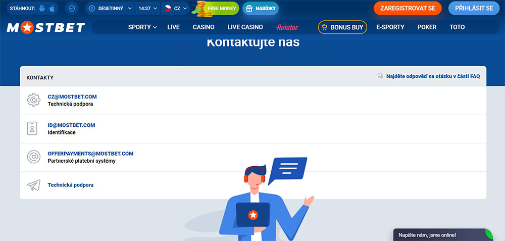 How to contact support at the MostBet casino?