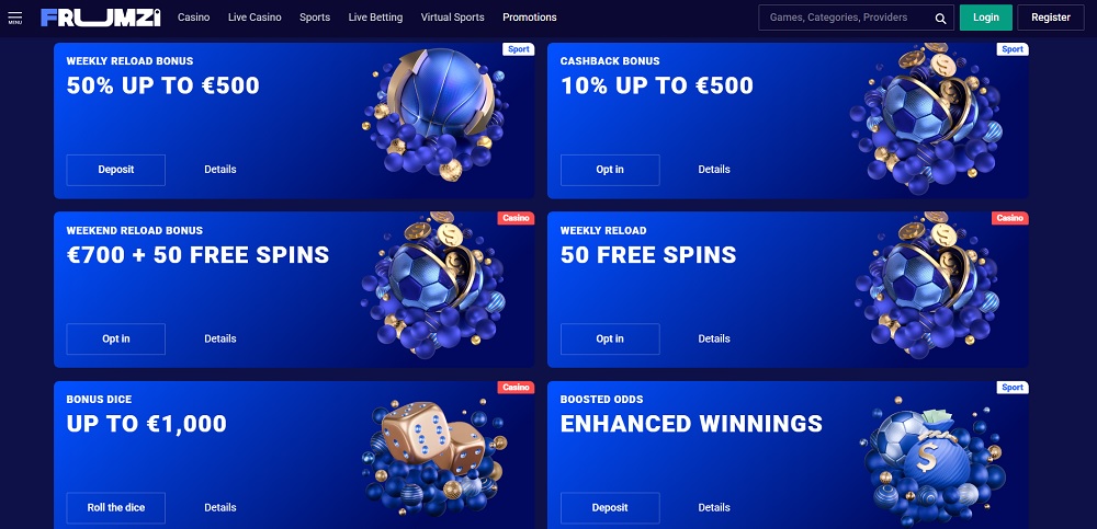 Frumzi no deposit bonus