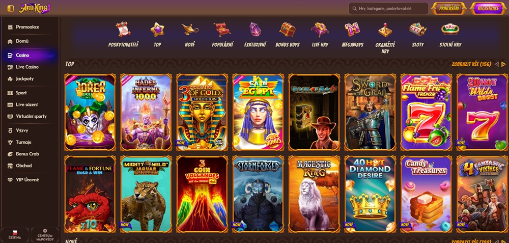 Overview of slot machines at Abu King