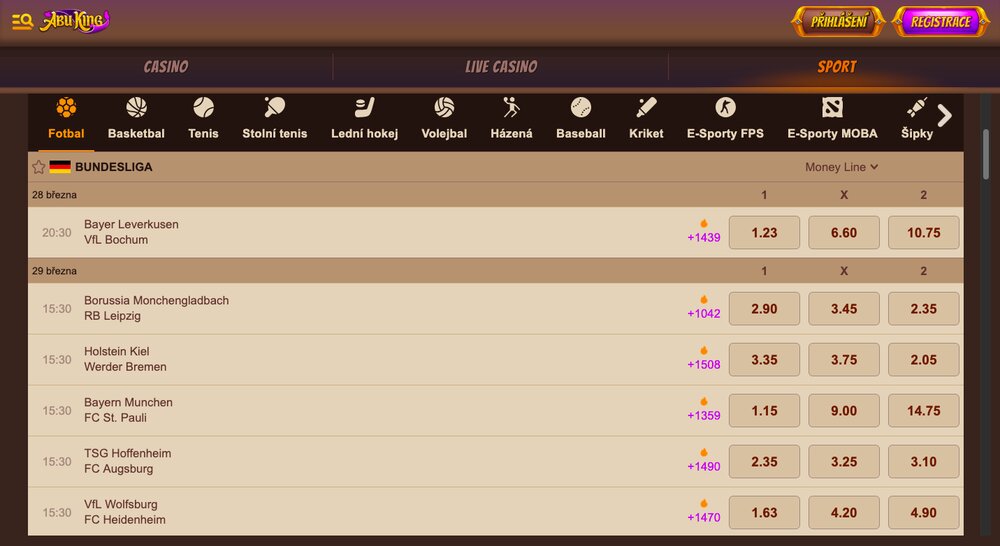 Abu King betting offer