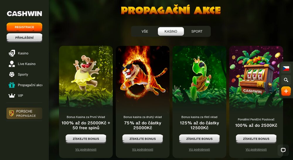 CashWin bonuses with free spins
