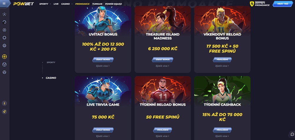 Powbet bonus offers