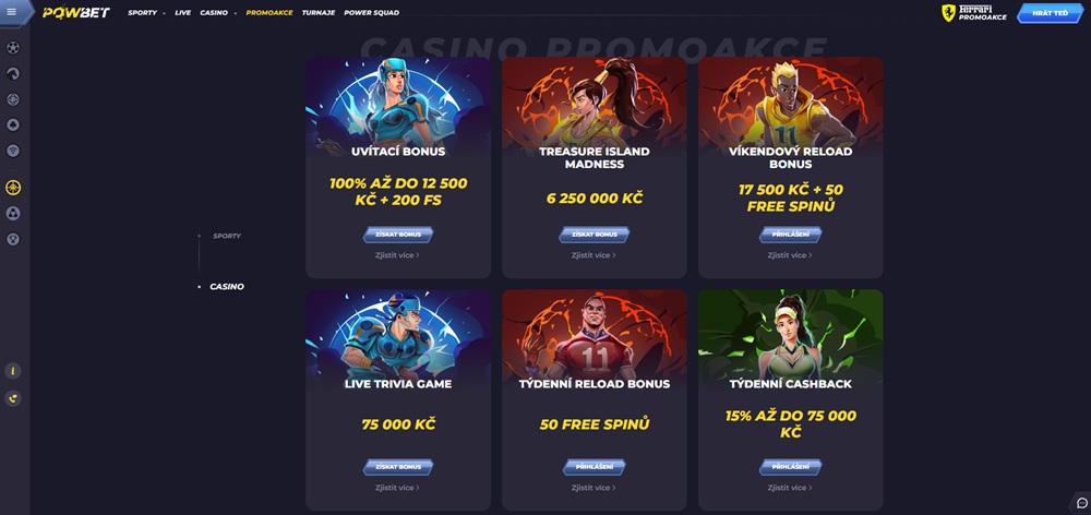 Bonuses at Powbet casino