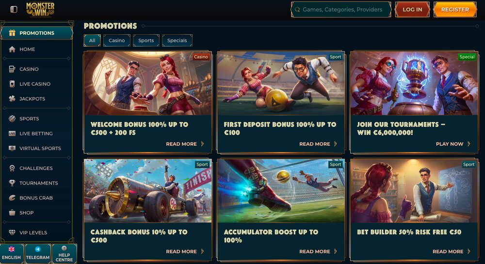 Monster WIn bonuses