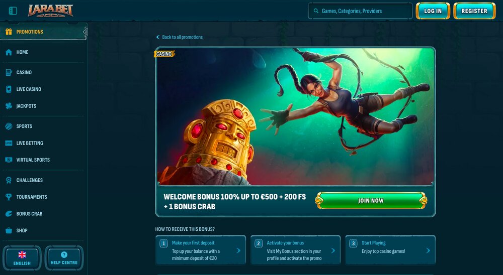 Larabet welcome bonus