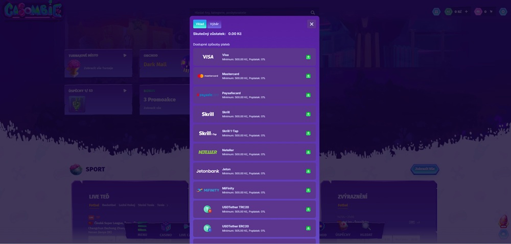 Casombie payment methods
